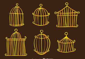 Golden Vintage Bird Cage Vectors - Kostenloses vector #303595