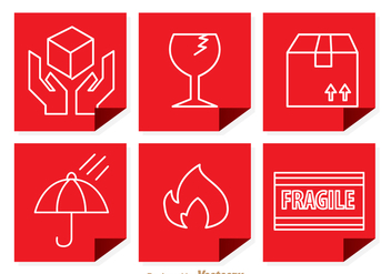 Fragile Red Square Sticker - бесплатный vector #305085