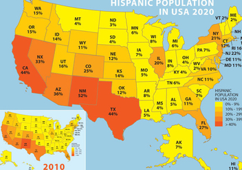 Hispanic Population In USA - vector gratuit #327535 