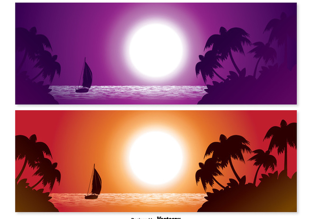 Tropical Scene Banner Set - Free vector #328315