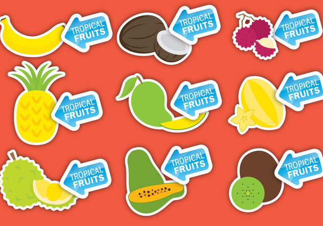 Tropical Fruits Labels - Free vector #336225
