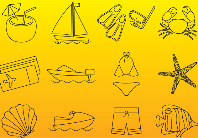 Vacations Thin Icons - vector gratuit #336945 