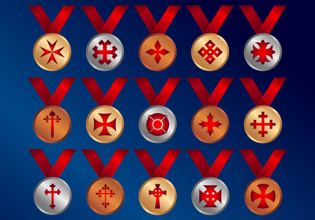Crosses Medals Vector Icons - Kostenloses vector #343115