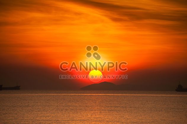 orange sunset on the sea - image #344045 gratis