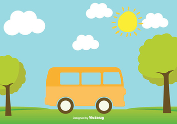 Cute Minibus Illustration - Free vector #345435