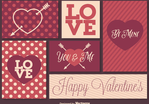 Retro Valentine's Day Elements - vector gratuit #346445 