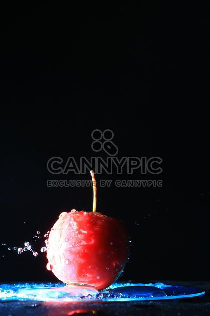Red apple in water on black background - image gratuit #346615 