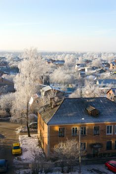 Aerial view on houses of Podolsk in winter - бесплатный image #346995