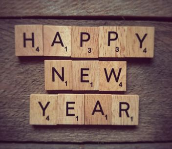 Happy new year text on wooden cubes - бесплатный image #347825