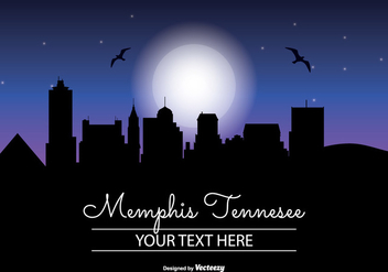 Memphis Night Skyline Illustration - Free vector #348245