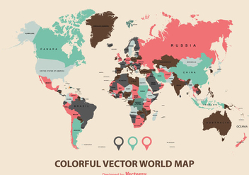 Colorful World Map Vector - vector gratuit #351715 