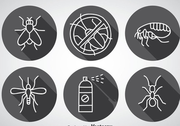 Pest Control Long Shadow Icons - Free vector #352155
