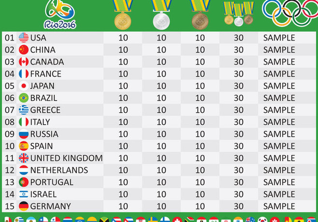 Olympic Medal Table Vetor - бесплатный vector #353735