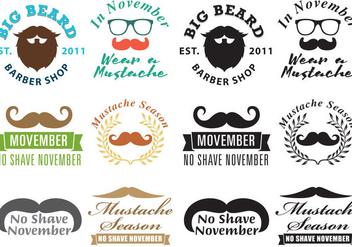 Mustache Movember Logo Vectors - vector gratuit #354335 