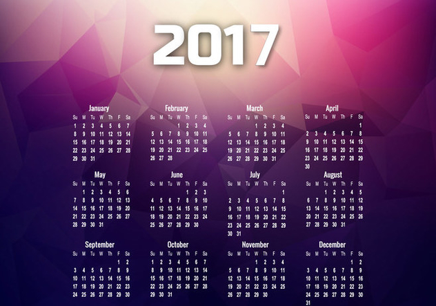 Year 2017 Calendar With Months And Dates - Free vector #354475