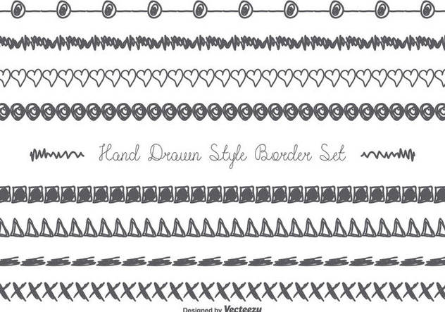 Cute Messy Hand Drawn Border Set - vector gratuit #357985 