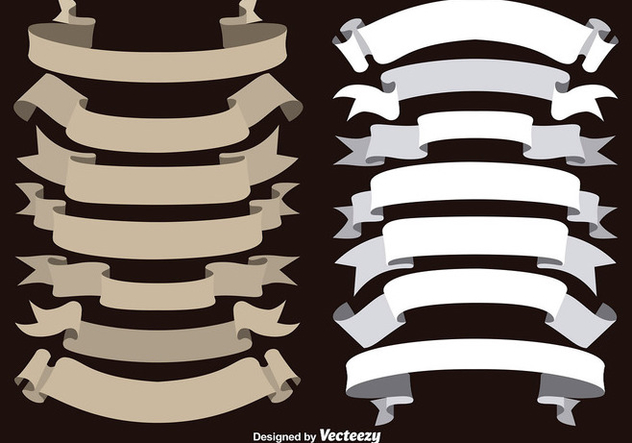 Vector Brown and White Ribbons Collection - Free vector #363215