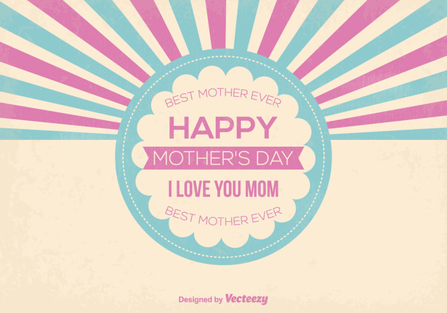 Cute Retro Style Mother's Day Vector Illustration - Free vector #367845