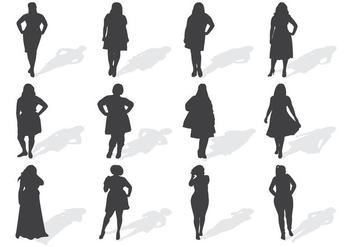 Fat Women Silhouettes Vector - Free vector #370465