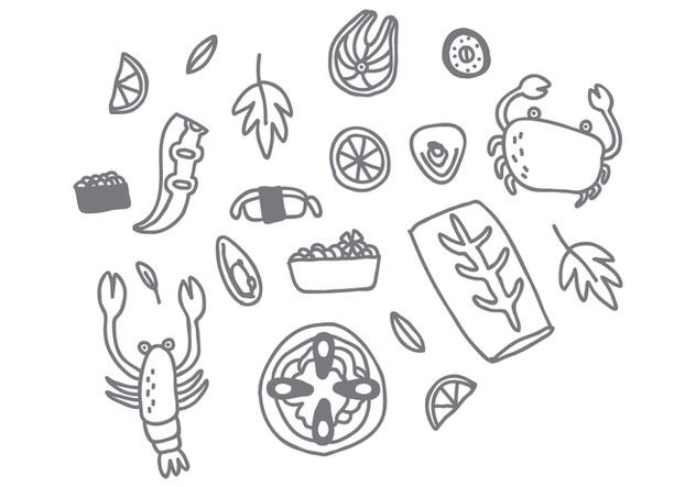 Free Style Seafood Drawing Vector - vector gratuit #370615 