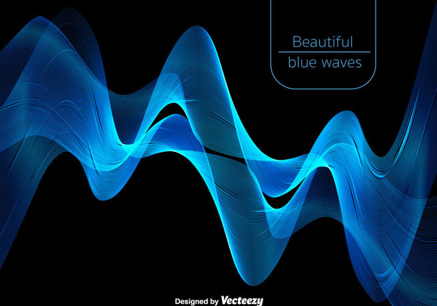 Abstract Beautiful Blue Waves - Vector - Kostenloses vector #378255