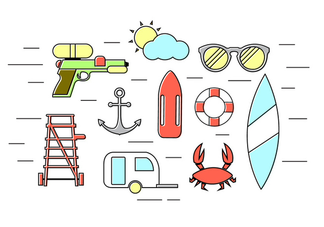 Vector Set of Summer Icons - Free vector #379345