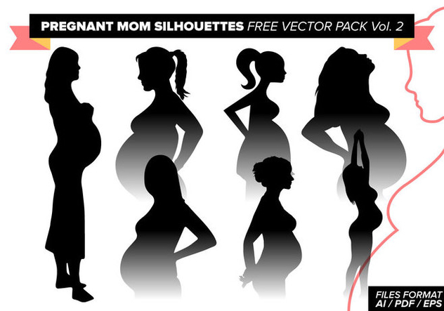 Pregnant Mom Silhouettes Free Vector Pack Vol. 2 - Free vector #383605