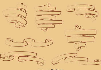 Vintage Hand Drawn Ribbon Vector Set - бесплатный vector #385835