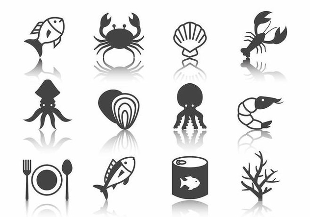 Free Seafood Icons Vector - vector gratuit #388985 