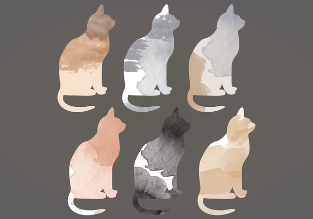 Vector Watercolor Cats - Free vector #391235