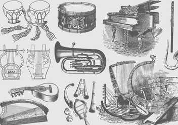 Vintage Music Instruments - vector gratuit #395985 