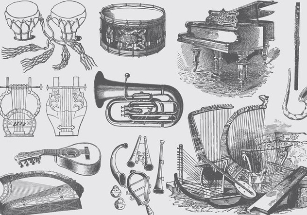 Vintage Music Instruments - Free vector #395985