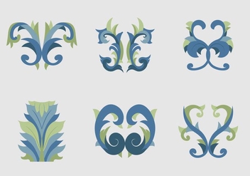 Acanthus flat design blue floral vectors - Kostenloses vector #397185