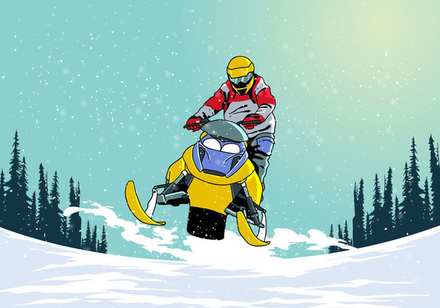 Riding Snowmobile Vector - бесплатный vector #399135