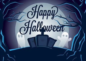 Spooky Graveyard Vector Illustration - бесплатный vector #401665