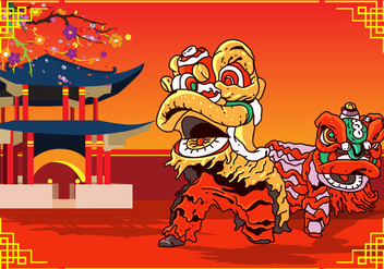 Lion Dance Chinese New Year Design - vector gratuit #403185 