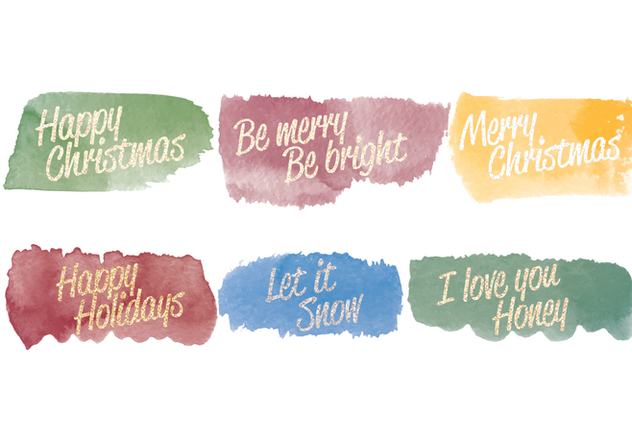 Vector Watercolor Christmas Messages - Free vector #404295