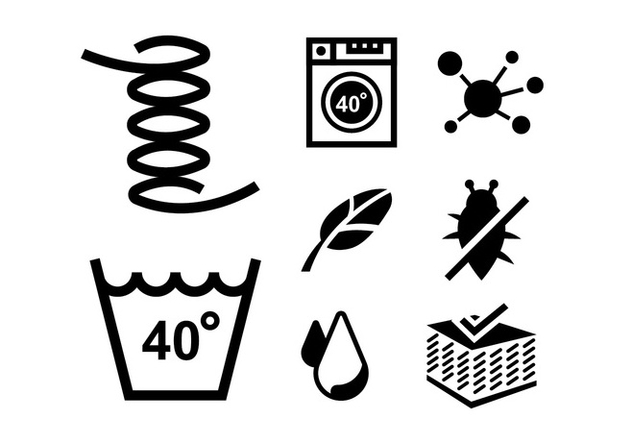 Vector icons for cleaning bedding - vector gratuit #408745 
