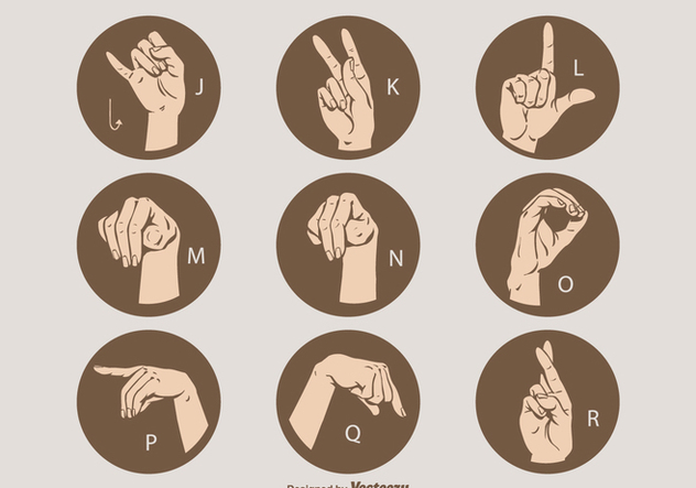 Free Vector Sign Language Letter Set J - R - Kostenloses vector #410105