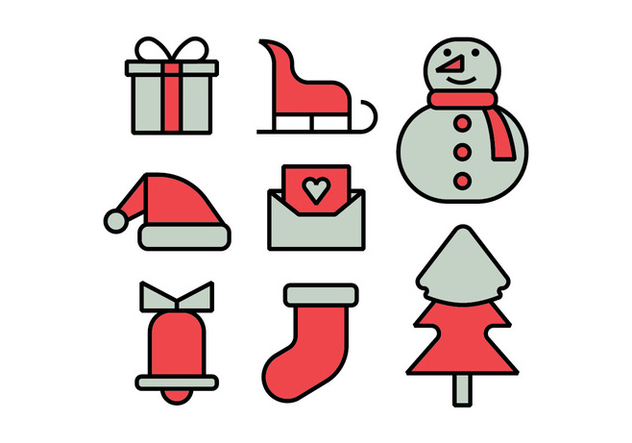 Merry christmas icons set - Free vector #412355