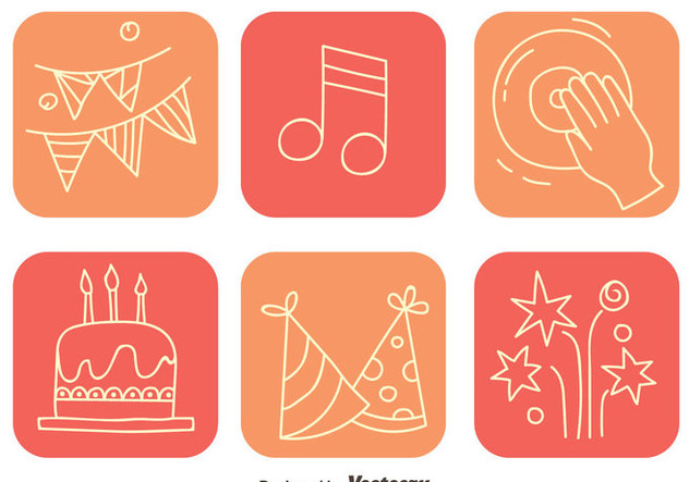 Party Element Square Icons - Free vector #413725