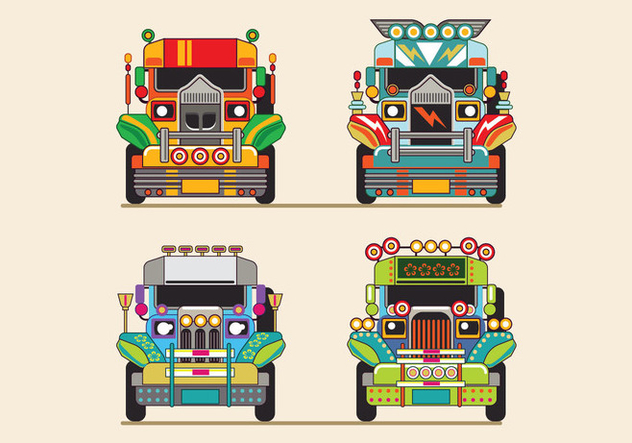 Philippine Jeep vector Illustration or Jeepney Front View - Free vector #414345