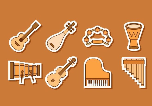 Free Music Insrument Stickers Vector - Kostenloses vector #414795