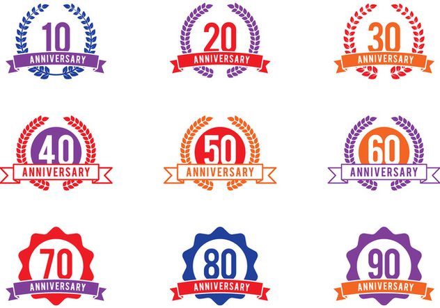 Anniversary Celebration Emblems - Free vector #414885