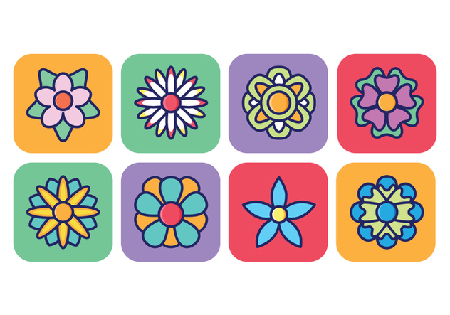 Flower Icon Pack In Rounded Square Background - Free vector #416335