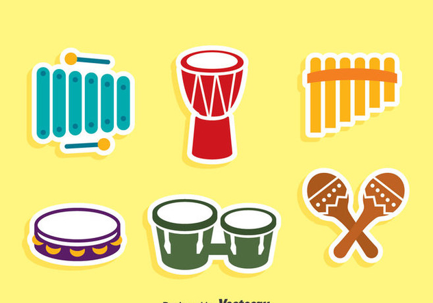 Traditional Music Instrument Icons Vector - vector #417525 gratis