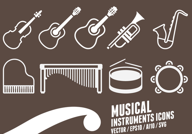Musical Instruments Icons - vector #417585 gratis