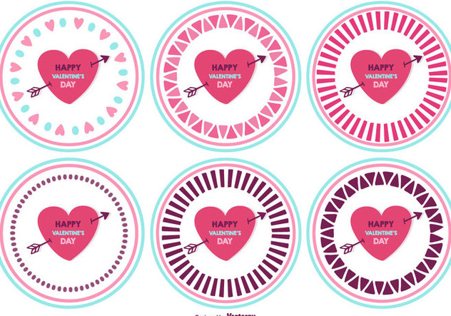 Cute Valentine's Day Badges - Kostenloses vector #417805