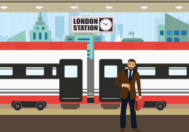 TGV station business man waiting train vector illustration - Kostenloses vector #418185