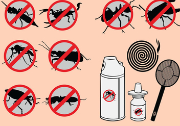 Pest and insect control icons set - Free vector #418715